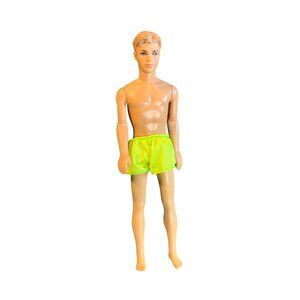 Vintage 1968 Ken Doll by Mattel 12 inch Blonde Hair Blue Eyes with Neon Green Sh